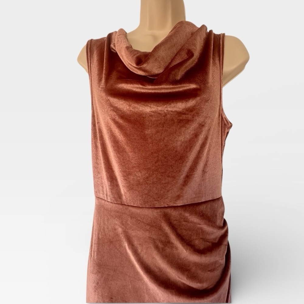 Zaful Women’s Velvet Cocktail Dress Cowl Neck Bodycon Ruched Dark Pink Small - Picture 4 of 9